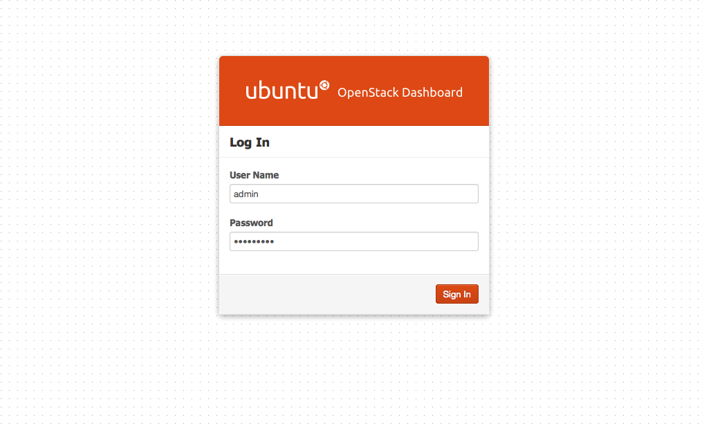 Default OpenStack Grizzly dashboard on Ubuntu