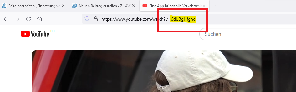 Anleitung Upload Youtube: nur letzen Teil nach v= eingeben