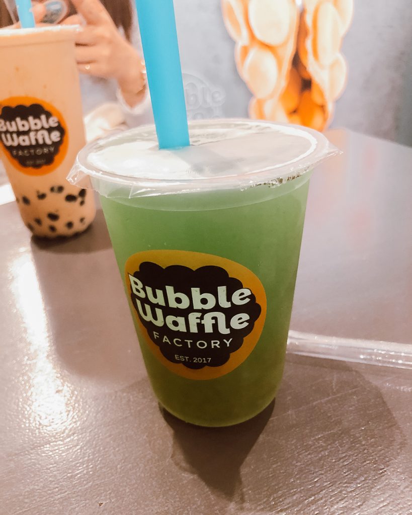 bubble tea in plastic cup.