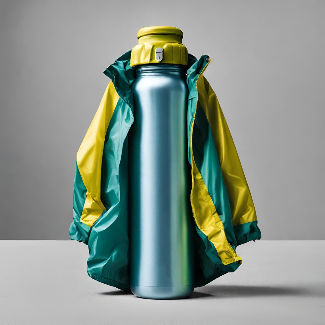 Gadget an Finisher von Halbmarathons und Marathons: Wasserflasche mit Mini-Running-Jacket