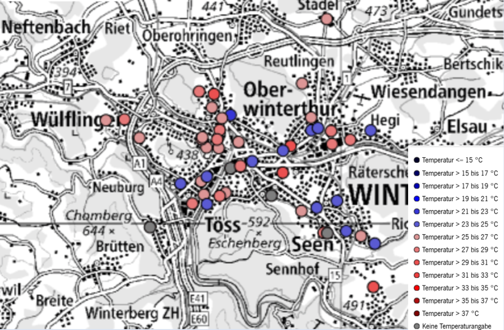 Screenshot of the city map with data measured on the 11th of July at 9 am. 