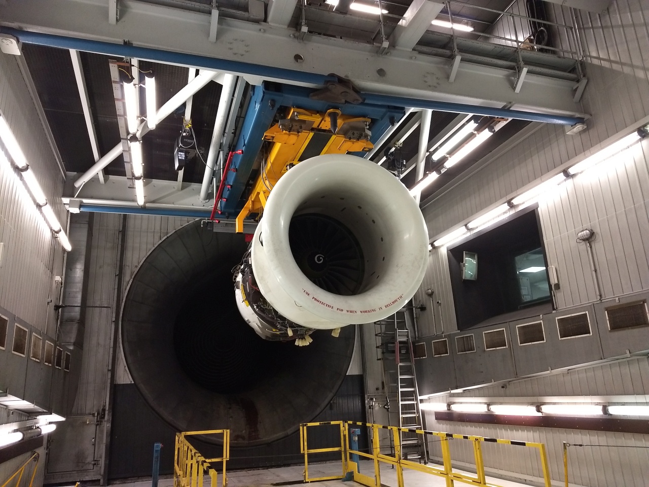 Engine ready for test in a test cell