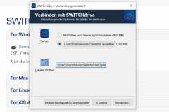 SWITCHdrive Dateien für die Synchronisation auswählen